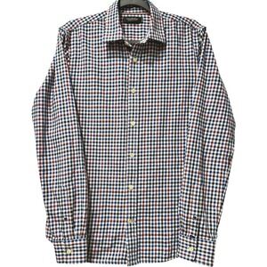 Scotch & Soda Amsterdam Gingham Plaid Button Down Shirt Red, White & Blue Medium